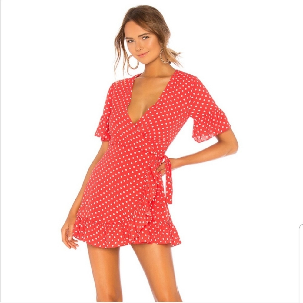 PRIVACY PLEASE Red May Dress size S Small wrap